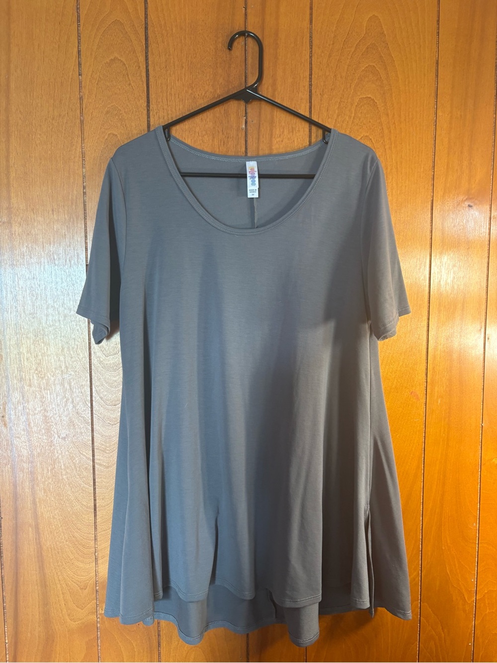 LuLaRoe Short-Sleeve Swing Tunic in Slate Gray